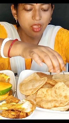 Spicy 🔥 Chicken Curry With Luchi Eating #eatingshow #foodie #reels #spocyfood #foodninja #spicyfood #mukbangshow | Food Ninja Family