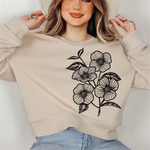 Floral Line Art SVG, Botanical Flower Cut File (digital Download) - Etsy