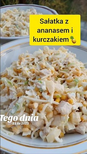 Sałatka z ananasem i kurczakiem... #przepis #sałatka #ananas #kurczak #przepis #przepisy #jedzenie