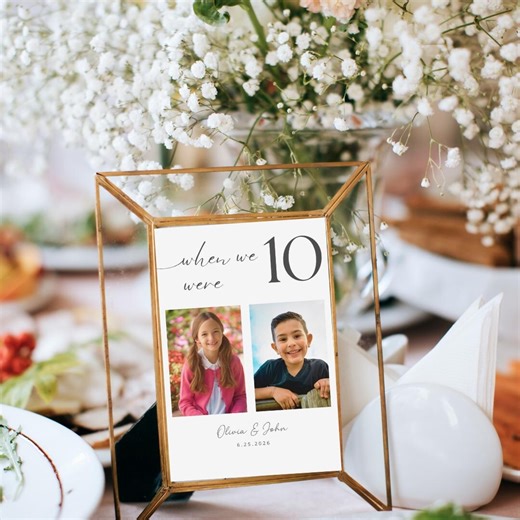 Wedding Table Numbers When We Were Age Photo Table Numbers Custom Childhood Photo Wedding Reception Digital Template - Etsy
