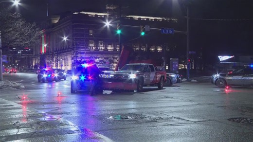 Crash in downtown Cleveland between plow truck and police car: See video from the scene