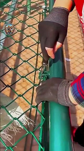 How to Secure Chain-Link Fence Mesh with Tension Clips #worker #process #fencing #diy #construction
