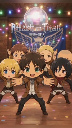 Attack on Titan cute chibi Dance #anime #aot #shorts #eren #mikasa #armin