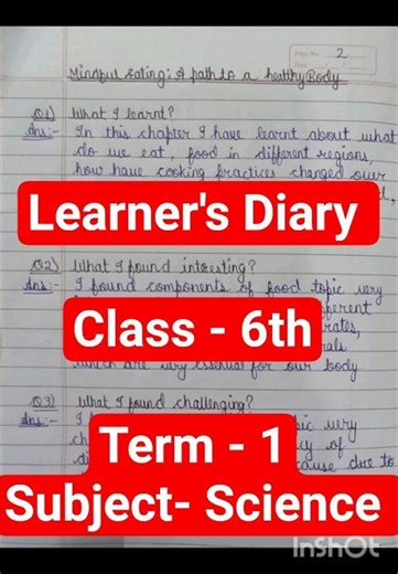 Learner's Diary l Class 6th l Term 1l Subject- Science