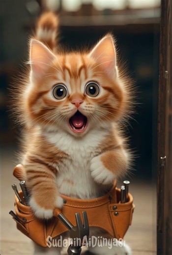 -- SERİ 4 -- YAVRU KEDİ ÇİVİ ÇAKIYOR ÇOK SEVİMLİ ❤ prompt açıklamada