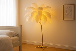 Feather Floor Lamp With Gold Base, Elegant Decorative Lamp for Modern Living Room - Etsy