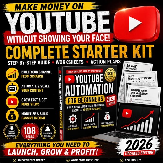 Youtube Automation Starter Kit 2026 Faceless Youtube Business Guide Worksheets 30-day Plan - Etsy