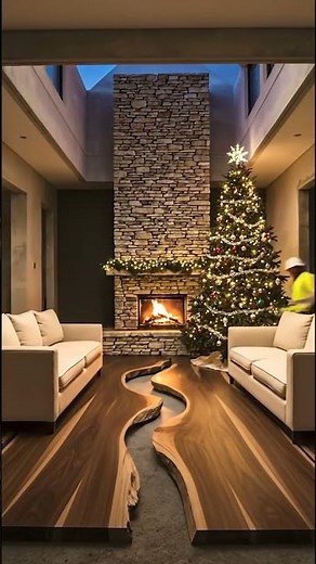This Living Room Was Transformed into a Christmas River Sanctuary | Rustic Interior Design