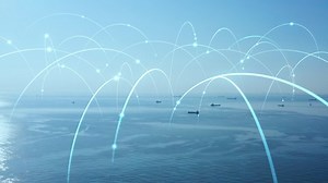 Ships and communication network concept. maritime traffic.