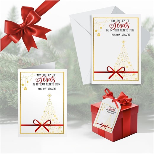 Printable Religious Christmas Card, Gift Tag, Envelope Set (PDF) - Etsy