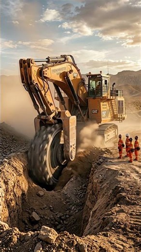 Massive Trench Digging Machine in Action