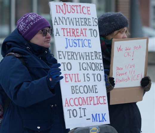 Akron anti-ICE protest draws crowd despite windchill, snow