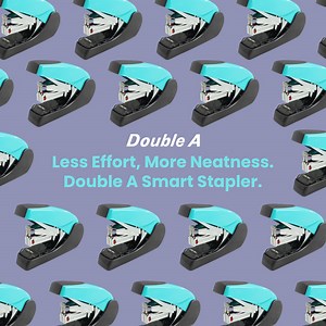 Small Effort, Big Capacity The Double A Smart Stapler lets you staple up to 30 sheets with ease. Its double-lever design reduces force by 60% and keeps every document neatly flat. How often do you wish stapling could be this easy? #DoubleAPaper #SmootherThicker #PremiumIsOurStandard #QualityPaper #OfficeSupplies #Stationery #Notes #Memos #SmartStapler #Effortless | Double A