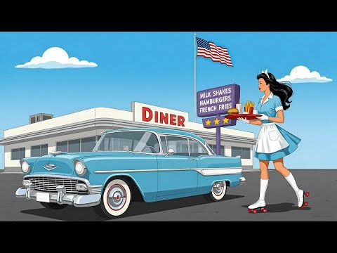 old jazz playing in a vintage diner on a quiet morning (40s 50s jazz, vintage diner, relaxing)