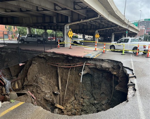 Massive sinkhole forms near I-44 and the Dome in St. Louis