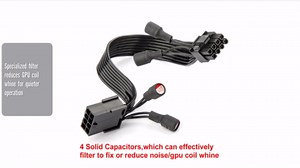 JOYJOM 8PIN PCIE Extension Cable: GPU Coil Whine Fix with 4 Filter Capacitors, 18AWG 8 Pin to 8PIN 6+2PIN PCIE Noise Filter Graphics Card Power Cable, 20cm/7.9inch