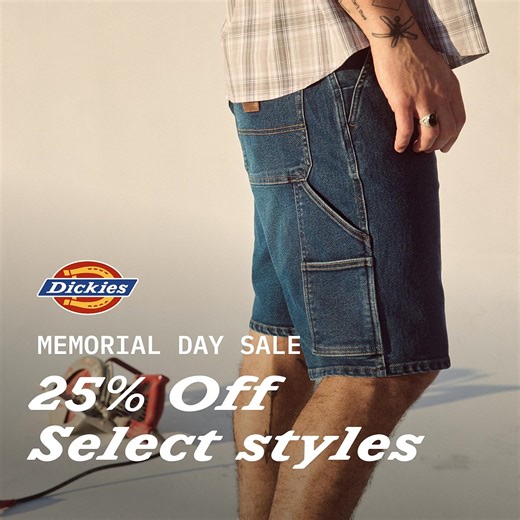 Don’t miss your chance to save up to 25% during the Memorial Day Sale. This weekend only, stock up on shorts, tees, work essentials and more. Plus, get an extra 20% off clearance styles with code SAVE20. | Dickies