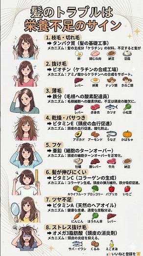 【髪のSOS】抜け毛・薄毛・パサつきは栄養不足のサイン！髪を内側から蘇らせる「最強の食材リスト」徹底解説｜タンパク質から亜鉛・オメガ3まで