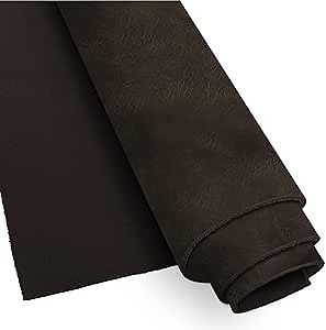 European Leather Work Buffalo Hide 8-10 oz (3-4mm) | Pre-Cut Size: 6"x12" | Chocolate Brown - Full Grain Leather for Tooling, Stamping, Molding, Engraving