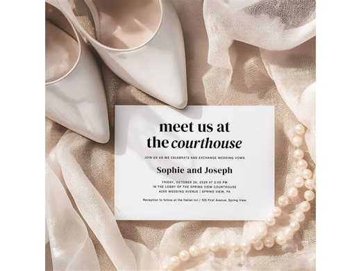 Intimate Courthouse Elopement Invitation Template: Black & White Micro Wedding | Canva Instant Download - Etsy