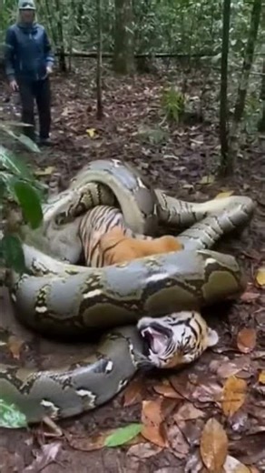 Epic Battle! Giant Snake Grabs Tiger and Won't Let Go! 🐍 vs 🐅😱