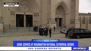 HAPPENING NOW: Former VP Cheney's casket arrives at Washington National Cathedral for funeral. WATCH LIVE: https://www.youtube.com/watch?v=Rd3FHrHXO_Q | MS NOW