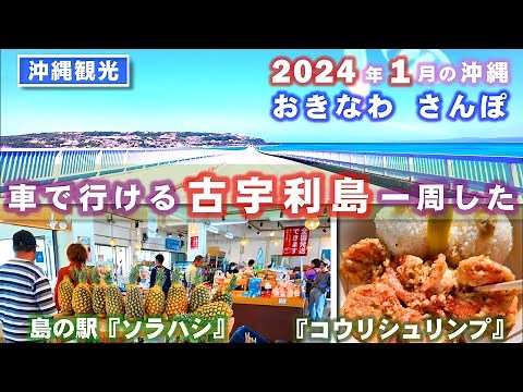 ◤沖縄観光◢ 2024年1月 車で行ける離島『古宇利島を1周した！』♯667 沖縄旅行 おきなわさんぽ