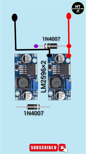 Dual power Supply from Single source using LM2596 Circuit #shorts #electronic #diyelectronics