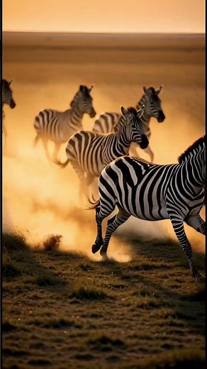 Wild Zebras Running at Sunset 🌅🦓 Majestic Wildlife in Motion