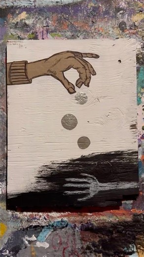 HAND — Day 8 | Mixed Media on Wood 👁️