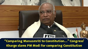 “Comparing Manusmriti to Constitution…” Congress’ Kharge slams PM Modi for comparing Constitution