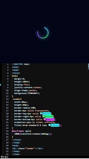 🔥 3D Ring Loader Animation | HTML CSS Only #shorts #coding #htmlcss #learncoding