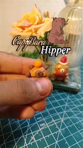 l made this cute CapyBara Hipper with my handmade cold porcelain clay ✨🌻#diy #cute #capybara #clay