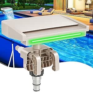 Pool Fountain, Pool Fountains for Above Ground Pools with Light, Relaxing Waterfall Ground Swimming Pool Attachment, Water Spillway Koi Pond Waterfalls Fountains Kit (White-Colorful Light)