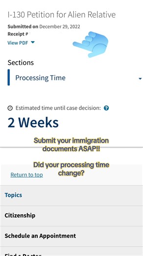 Did your processing time change? Submit your immigration documents ASAP!! On e you have an online account upu can see your specific processing time. #immigration #immigrant #uscis #processingtime