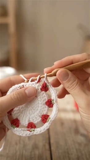 How to make crochet cup coaster tutorial for beginners #knitting #diy #pattern #strawberry #coaster