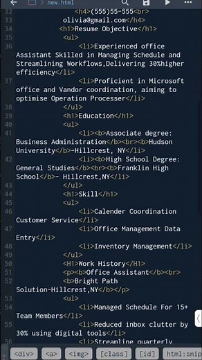 Resume Web Page Using HTML & CSS | Beginner Project #coding #webdevelopment #html