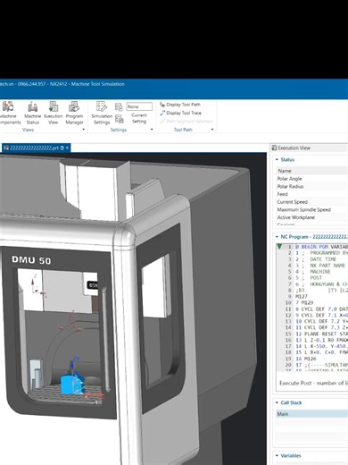 Postprocessor & Simulation DMU50-iTNC530 #skilltech #nxcam #cnc #huanduongnx