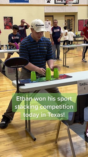Ethan Wins Cup Stacking Competition in Texas