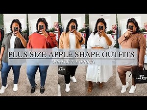 7 Plus Size Apple Shape Outfits for 2022 | Transitional Outfits Winter to Spring FROM HEAD TO CURVE