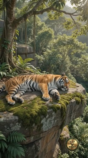 Sleeping Tiger on a Mountain Cliff⛰️🦁 #wildlife