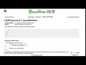 Java Practice It || 2.7 spacedNumbers || nested for loops