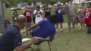 Michael Robinson impresses Bills Mafia with signature table jump at training camp