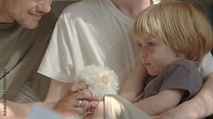 Family with a child visits a doctor, mother nods and listens