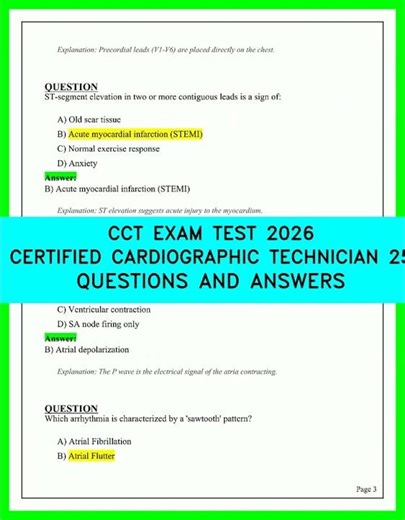 CCT EXAM TEST 2026 CERTIFIED CARDIOGRAPHIC TECHNICIAN 25 QUESTIONS AND ANSWERS video
