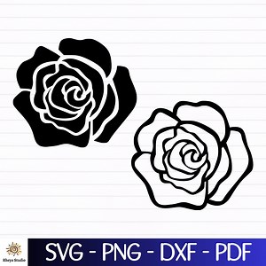 Flower Svg, Rose Svg, Rose Outline Svg, Rose Silhouette Svg - Digital Download Svg, Dxf, Png, Pdf, Botanical Svg, Rose Svg Bundle - Etsy UK