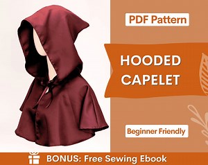 Hooded Capelet Pattern, Cape With Hoodie Sewing Pattern, Cape Pattern, Capelet Pattern, Medieval Dress Pattern, Cosplay Cloak Sewing Pattern - Etsy