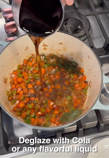 The magic of braising in @Le Creuset cast iron. 🥩🥘🍴Save Chef Nate’s easy cola braised short ribs recipe below and tap the link in our bio to shop our best deal of the day from Le Creuset! 🛒 Ingredients: 6-8 pieces bone-in beef short ribs Kosher salt & fresh ground pepper 2 tbsp olive oil 1 medium carrot, small dice 2 ribs celery, small dice 1 large shallot, fine dice 2 cloves garlic, fine dice 2 tbsp tomato paste 1 bay leaf 1 large sprig fresh thyme 1 ½ cups cola or red wine 1 to 2 cups beef
