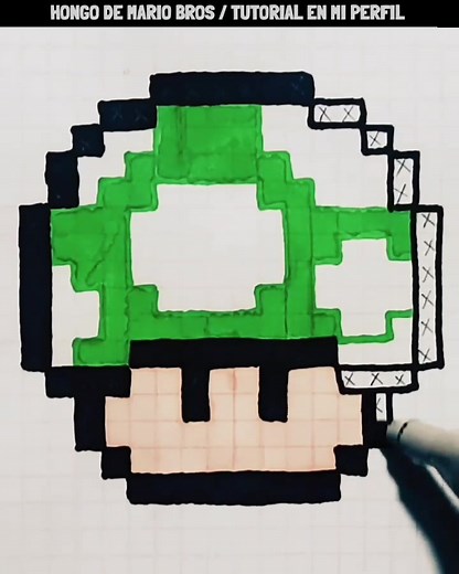 Cómo Dibujar Hongo de Mario Bros en Pixel Art