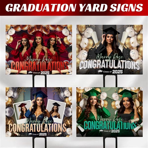 Graduation Yard Sign Bundle, 4 Editable Graduate Yard Signs, Canva Grad Party Decor,class of 2026 Sign, Grad Sign,grad Party Yard Signs - Etsy
